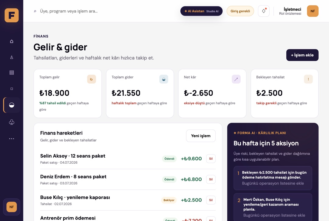 Formera finans ekranı