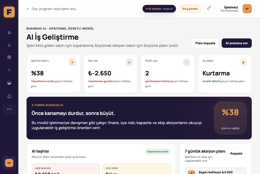 Formera AI iş geliştirme ekranı